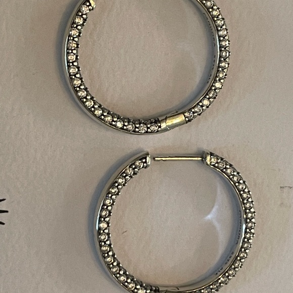 NIB Authentic Pandora Timeless Pave Single Row earrings sterling silver and cz - Picture 7 of 10